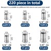 Vifmy SAE Rivet Nut Assortment Kit(220 Pcs),#8-32#10-24 1/4"-20 5/16"-18 3/8"-16