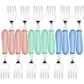 Lyaciomn 12PCS Toddler Forks Toddler Utensils,Stainless Steel Baby Forks,Kids Silverware Children's Cutlery Set for Self Feeding