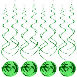 Green Hanging Swirls Party Decorations 30 pcs Ceiling Swirl Foil Decoration for Birthday, Spring Themed Party & St. Patrick’s Day