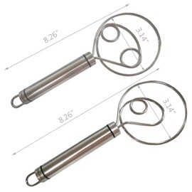 Danish Dough Whisk,Premium Stainless Steel Dutch Whisk, Large Hand Mixer Artisan Blender For Bread, Pastry, Pizza Dough (2 Different Design)