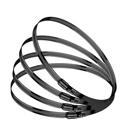 BOTTEN 4pcs Black Hose Clamp,4 Inch(95-114mm)304 Hose Clamps Stainless Steel Adjustable Worm Gear Hose Clamps Assortment Kit ,radiator hose clamps fuel line clamps