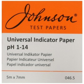Johnson Test Papers 046.5 Universal Indicator Paper, Roll Dispenser, 5 m x 7 mm