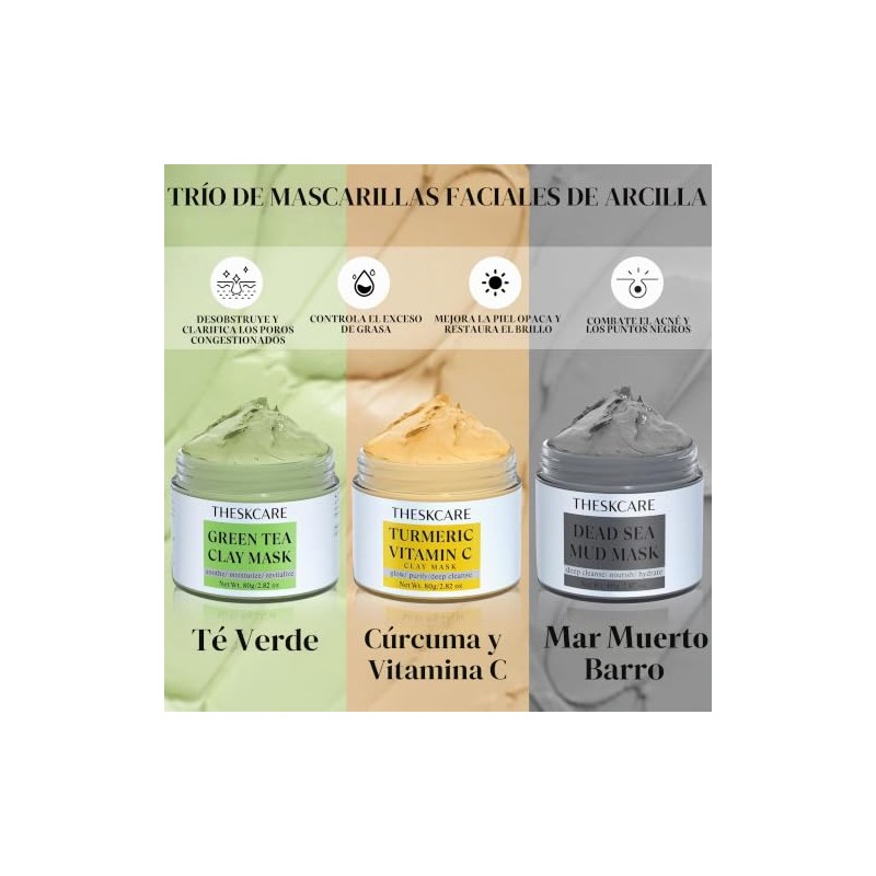 THESKCARE Set De 3 Mascarillas De Arcilla Mascarilla De Arcilla