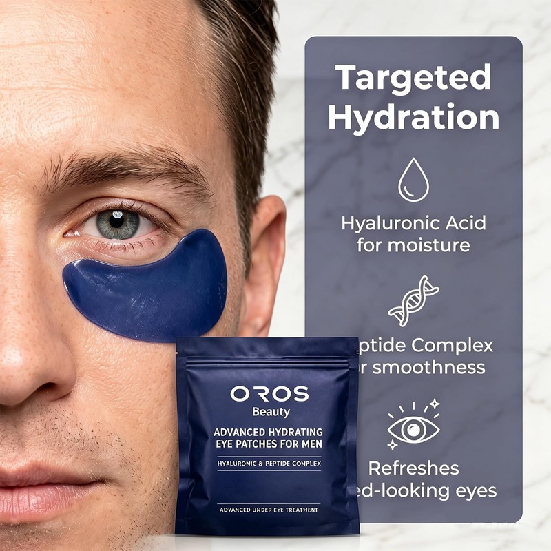 OROS Eye Patches for Men, 10 Pieces, Hyaluronic Acid &