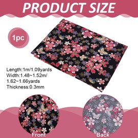 FINGERINSPIRE Black Japanese Printed Fabric 1x1.5m Japanese Style Fat Quarters Bundles Fabric Traditional Sakura Printed Cotton Sewing Fabrics for Kimono Cheongsam Tablecloth(Butterfly,Hot Stamping)