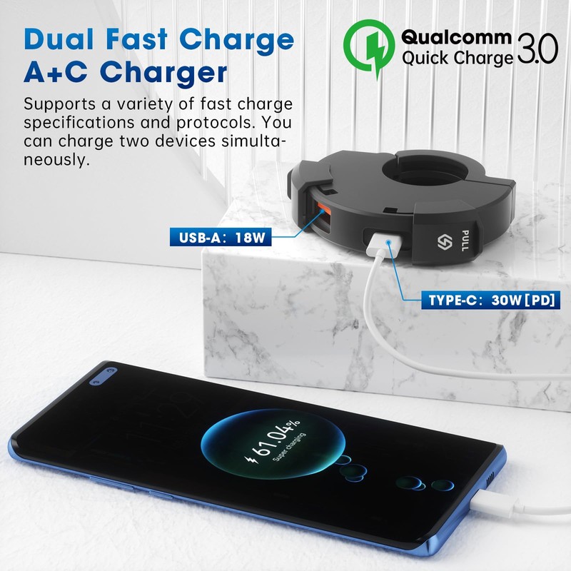 Waterproof Motorcycle Phone Charger, Fast Charging 48W USB C Outlet
