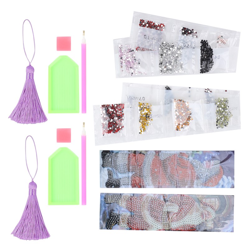 2 Set Diamond Bookmarks 5D DIY Painting Crystal Embroidery Tassel
