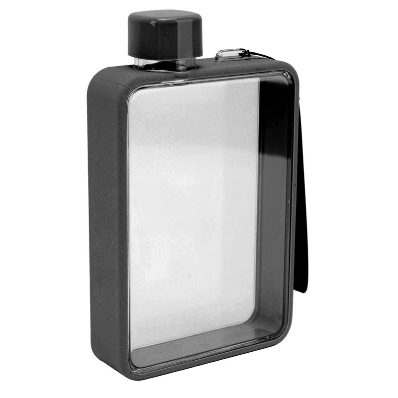 Flat Water Bottle Plastic Leakage Proof Transparent Square Portable A5