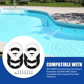 2 PCS SPX1408B Vinyl Swimming Pool Return Faceplates and SPX1408C Gasket Compatible with Hayward Pool Wall Fitting Kit