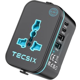 TECSIX Universal Travel Adapter with 2 USB A and 2 USB C