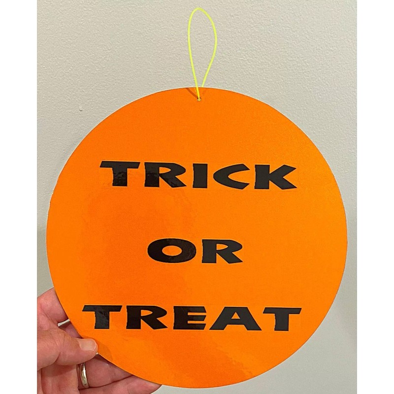 Handmade Trick Or Treat Orange Reflective Circle Nightime Safety Sign