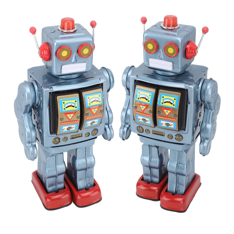 Metal Tin Robot Toy Retro Electric Rotating Figures Model Adult