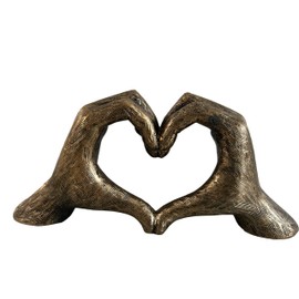 Hands Love Gesture Sculpture Antique-Silver Gold Bronze Colour Life-Size 26cm/10'' Expression of Appreciation & LoveValentine's Day I appreciate you I love you Wedding Present (Antique-Gold)