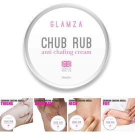 Chamois Cream GLAMZA ‘Chub Rub’ Anti Chafing Cream & Pair of Thigh Bands for Men & Women - Prevents Chaffing for Cyclists, Runners and More 50ml (Size D (58-65cm))