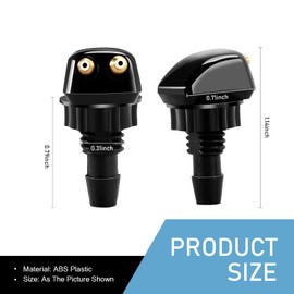 MLY 2 PCS Front Windshield Washer Nozzle, Double-headed Windshield Sprayer Nozzle, Windshield Washer Nozzle Replacement, Universal for Most Cars, Trucks, SUVs (Black)