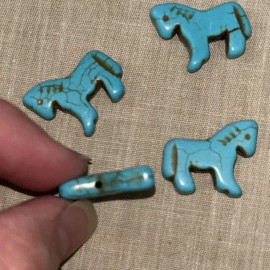 Unbranded 4 Synthetic Turquoise Gemstone Pendants, Charms Dyed Horse