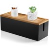 Bivvclaz Large Cable Management Box, Wooden Cord Organizer Box for