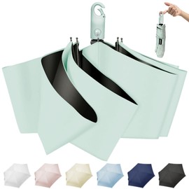 DSDCDJ Parasol, UV Protection, 100% Light Blocking, Folding, Ultra Lightweight, Full Light Blocking, Heat Blocking, One-Touch Automatic Opening/Closing, 6 Ribs, UPF50+, UV Shielding, Heatstroke