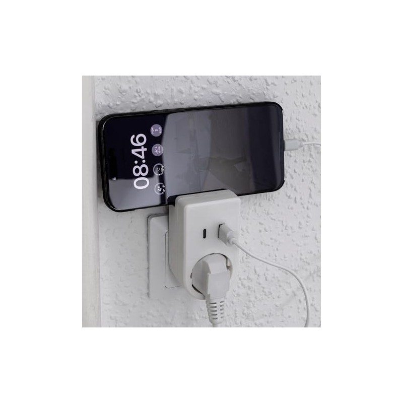 ChiliTec Socket Adapter USB-C USB-A Adaptor Plug 230 V Earthing