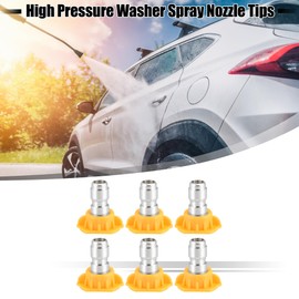 A ABSOPRO High Pressure Washer Spray Nozzle Tips Quick Connector Multiple Degrees 1/4 INCH Pressure Washer Tips Stainless Steel Yellow 15° (Set of 6)