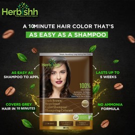Herbishh Hair Color Shampoo for Gray Hair– Hair Dye Shampoo with Argan Hair Mask–Travel size-Colors Hair in Minutes–Long lasting colour–10pack+1pack (Dark Brown)