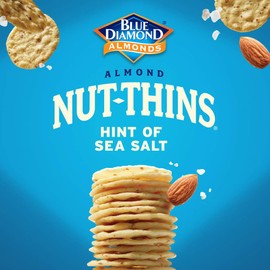 Blue Diamond Almonds Nut-Thins Gluten Free Cracker Crisps, Hint Of Sea Salt, Family Size, Sea Salt, 7.7 oz (Pack of 1)