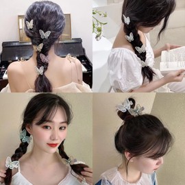 Doyeemei Butterfly Hair Clip Hairpin (8 Pcs) Cute Flashing Hair Ornaments Hair Clips Party Kids Birthday Wedding Women Color