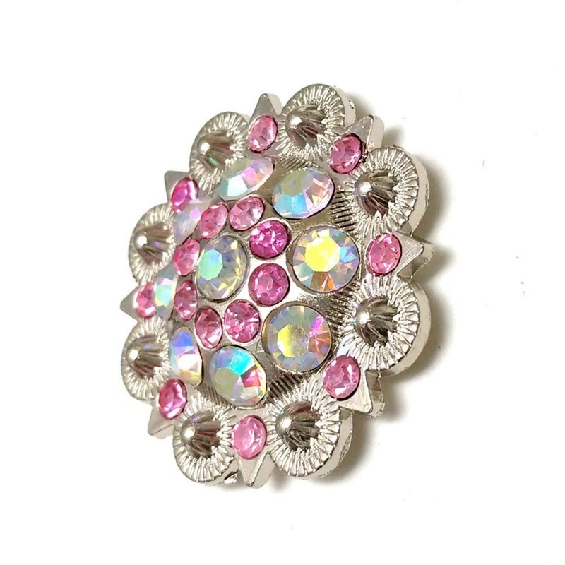 Berry Conchos with Screws Metal Flower Rhinestone Conchos 12 Pieces