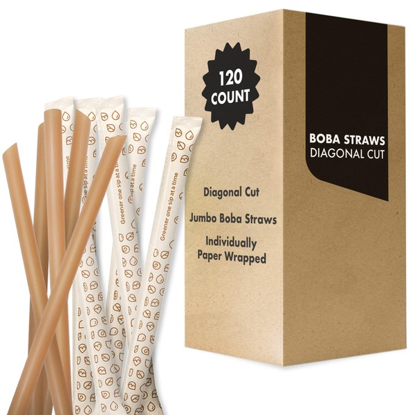 Jumbo Boba Straws Disposable [120 Count] Boba Straw Jumbo Straws