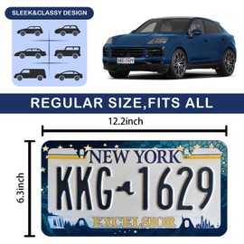 Blue Ocean Wave Mosaic License Plate Frame - Unobstructed Narrow-Edge 2 Packs Universal Stainless Steel Car License Plate Frames Holder Solid Holder with 4 Holes Rustproof for Men Women