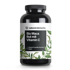 Organic Maca Red - 3000 mg Organic Maca Red per Daily Dose - 180 Capsules - With Natural Vitamin C, No Magnesium Stearate - Certified Organic, High Dose, Vegan, Produced in Germany