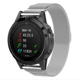 GIOPUEY Bracelet Compatible with Coros Vertix 2/2S, Braided Stainless Steel Strap, Wear-Resistant, Magnetic, Replacement Strap, Silver