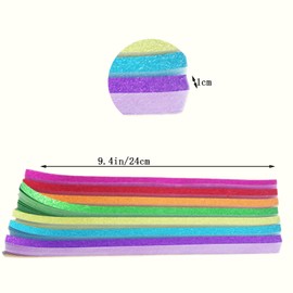 Origami Stars, Glitter Origami, Stars Colorful Origami Strips, DIY Handmade Craft Paper (520 Sheets 7 Colors Glitter Origami Stars)