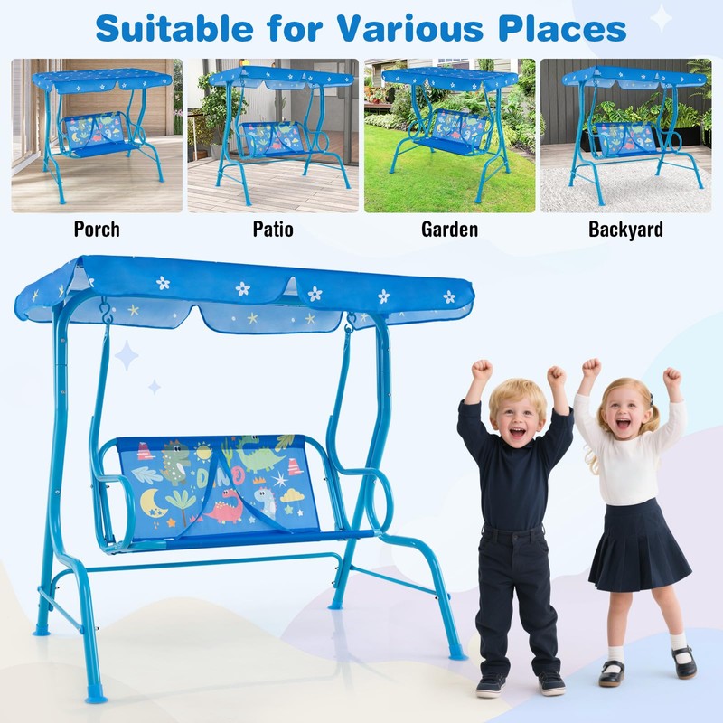 HONEY JOY Kids Patio Swing, 2-Seater Outdoor Porch Swing Lounge