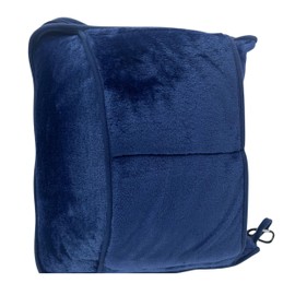 Take OFF Luggage - Compact Travel Blanket and Pillow, Super Soft Stuffable Bag with Zipper Pockets & a Keychain, Fits 3 Days of Essentials, Carry on Airplanes, Cars and Road Trip Accessories, Blue