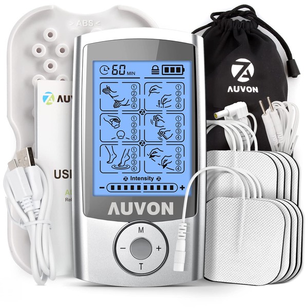 AUVON Rechargeable TENS Unit Muscle Stimulator, 24 Modes 4th Gen