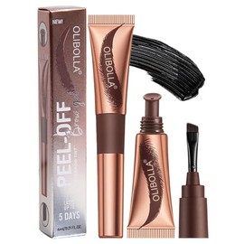 Peel Off Eyebrow Gel Tint for Women, Eyebrow Tattoo Peel Off Tint Gel with 150°Small Curved Tray, Last Up to 5 Days, Waterproof, Fuller & Defined Looking Brows (04#CHOCOLATE, 1Pcs (6ml/0.21 fo oz))