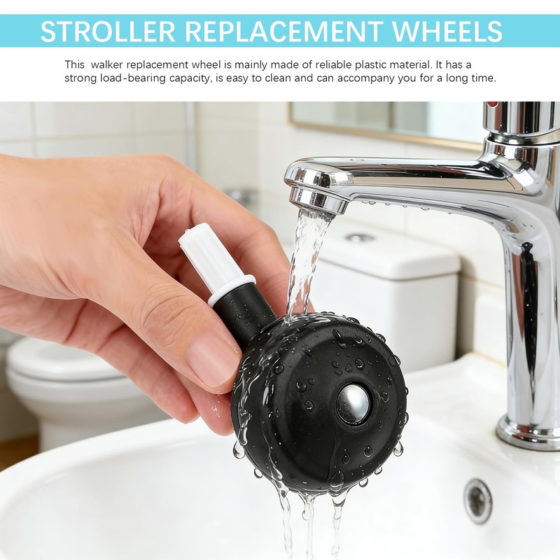 4Pcs Baby Walker Replacement Wheels, Universal Stem-Mount Plastic Casters for