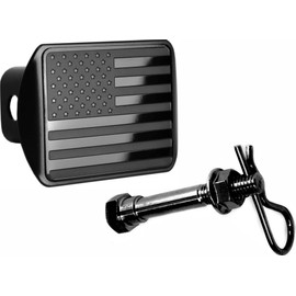 American Black Flag Metal Hitch Cover (Fit 2" Receiver, Black)