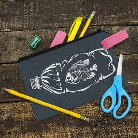 Dead Fish Bones in Plastic Bottle Pencil Pen Organizer Zipper Pouch Case