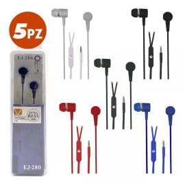 Maíz 5pz Audifonos Alambricos In-ear Jack 3.5mm Manos Libres Pc