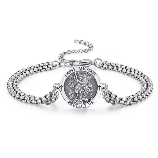 ADMETUS St Michael Bracelet 925 Sterling Silver Saint Michael Bracelet