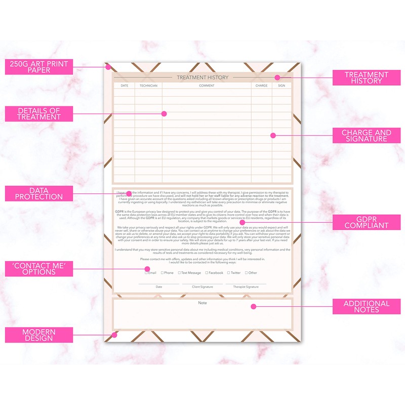Nail Care Client Cards GDPR Large A5 Size - Salon