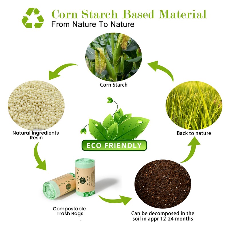 ROWNYEON 6L Compost Bags Compostable Bags for Small Food Waste/Countertop