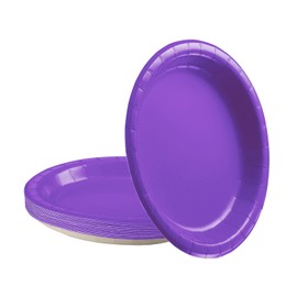 Pack of 16 Purple Paper Plates, 18 cm Round Plates, Disposable Plates, Purple Disposable Tableware, 7 Inch Party Plates, Disposable Tableware, Table Decorations, Party Tableware for Wedding, Garden,