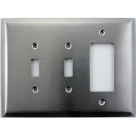 Over Sized Jumbo Satin Stainless Steel 3 Gang Switch Plate - 2 Toggle Light Switches 1 GFI/Rocker