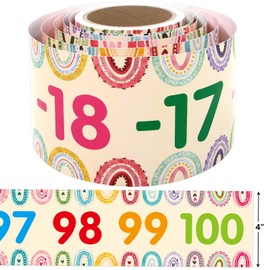 Number Line for Classroom Wall Math Bulletin Board Border -20 to 100 Straight Border Trim Boho Teachers Supplies