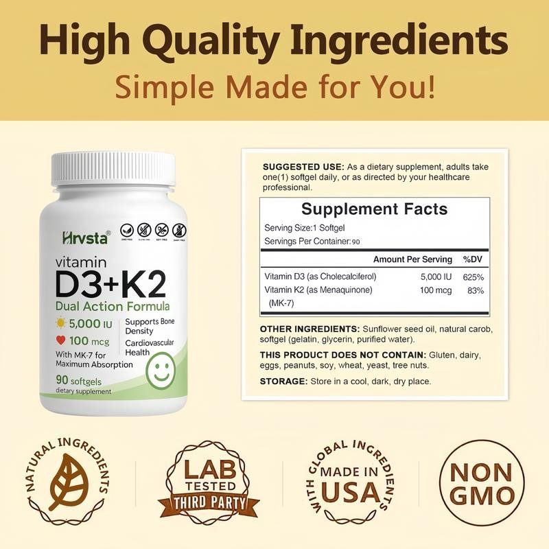 Vitamin D3 & K2, 250 Veggie Softgels – 2-in-1 Formula