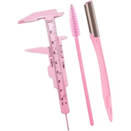 Kit Calibrador + Perfilador + Cepillo Para Diseño De Cejas (Rosa)