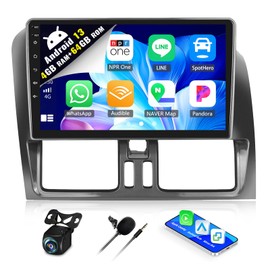 SIXWIN 4G+64G Android 13 Car Stereo for Volvo XC60 2008-2013 9 Inch Touch Screen with CarPlay Android Auto Mirror Link UI Bluetooth FM GPS Navigation WiFi FM SWC Shot Cut Backup Camera MIC